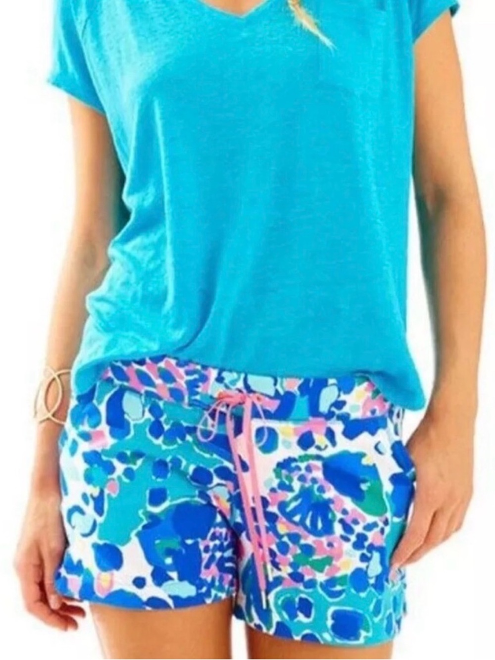 Lilly Pulitzer Vina Shorts Hit The Spot Print Pink Drawstring Size M
